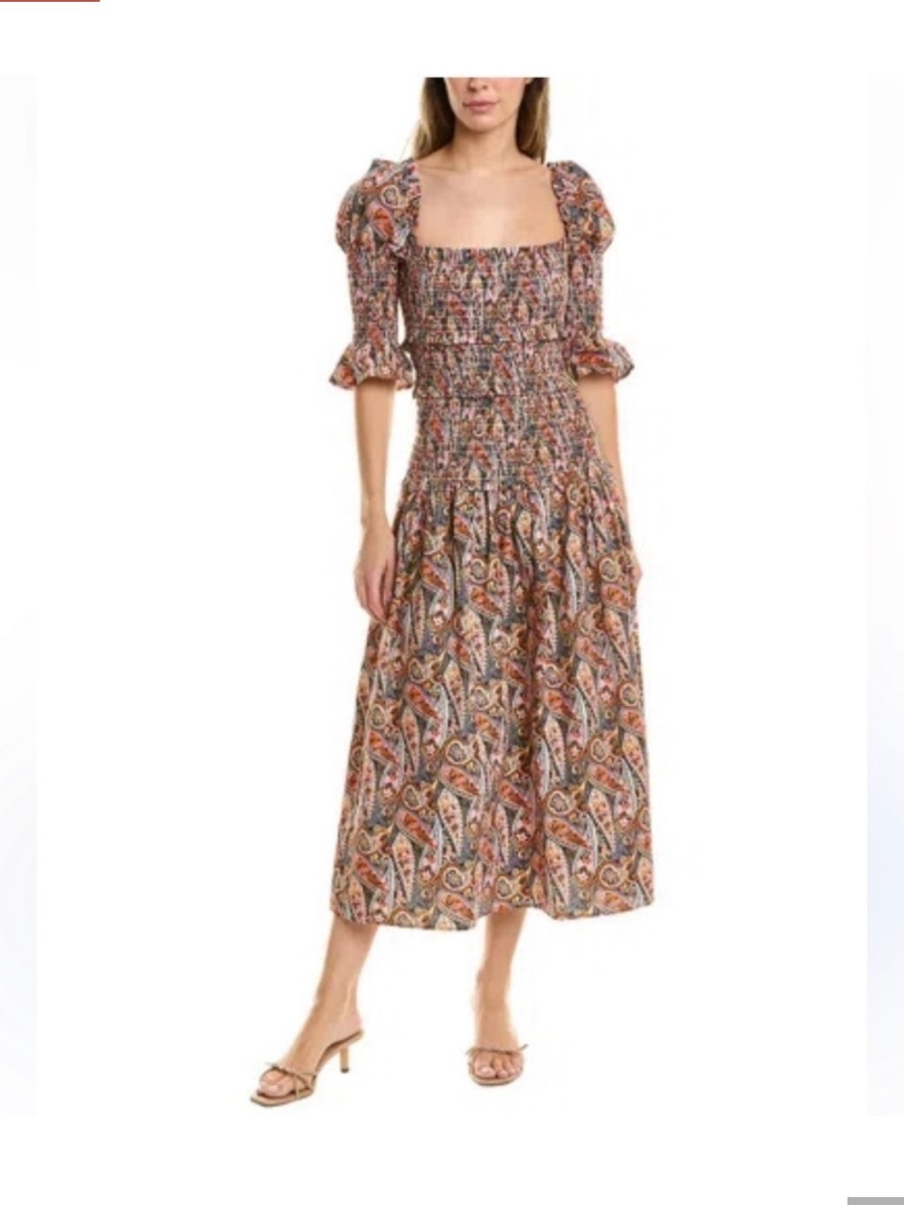 Tuckernuck O.P.T Gwen Smocked Square Neck Midi Dress in Multicolor Paisley